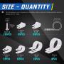 Glarks 135Pcs 6 Sizes 1/4-1 White Nylon Screw Mounting R-Type Cable Clip Wire Clamp with 132Pcs Screws for Wire, Cable, Conduit and Cable Conduit Kit (White)