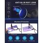 SKYWAY Blue Light Blocking Readers with LED Lighted Reading Glasses, Unisex Clear Vision Compact Full Frame Eyewear Glasses for Nighttime Reading (+350)