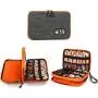 Electronics Organizer, Jelly Comb Electronic Accessories Cable Organizer Bag Waterproof Travel Cable Storage Bag for Charging Cable, Cellphone, Mini Tablet (Up to 7.9) and More (Orange and Gray)
