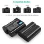 EN-EL15 EN EL15a RAVPower Battery Charger Set Compatible with Nikon d750, d7200, d7500, d850, d610, d500, MH-25a, d7200, z6, d810 Batteries (2-Pack, Micro USB Port, 2040mAh)