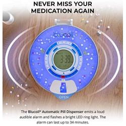 Blucoil 28-Day Automatic Pill Dispenser with Medication Alarm Reminder, Electronic LED Flasher, and Dual Safety Locks