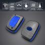 TANGSEN Smart Key Fob Case for HYUNDAI ELANTRA GT TUCSON 4 Button Keyless Entry Remote Black Carbon Fiber Pattern ABS Blue Silicone Cover