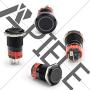 APIELE 16mm Latching Push Button Switch 12V DC On Off Black Shell with LED Angel Eye Head for 0.63'' Mounting Hole with Wire Socket Plug Self-Locking (White/Black Shell)