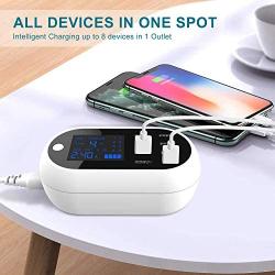 USB Charger Station with Switch 60W/12A 8-Port Fast Charging Station Hub Timer Charger Dock Digital Display Desk Charging Block for iPhone iPad Galaxy Tablet iOS Android Multiple Devices…