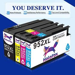HaloFox Compatible Ink Cartridge Replacement for HP 952 XL 952XL use with OfficeJet Pro 8710 8720 7740 8740 7720 8715 8725 8702 8216 8210 Printer (1 Black, 1 Cyan, 1 Magenta, 1 Yellow, 4-Pack)