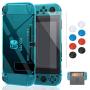 MENEEA Dockable Case for Nintendo Switch, Fit The Dock Station Protective Accessories Cover Case for Nintendo Switch and Joy Con Controller with a Tempered Glass Screen Protector Crystal Blue