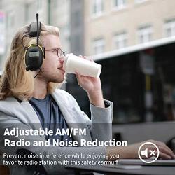 Smoostart Am/Fm Radio Hearing Protector, Noise Reduction Safety Ear Muffs, 30db Noise Cancelling Ear Protection with Digital Display for Mowing,Snowblowing, Construction, Shooting, Work Shops