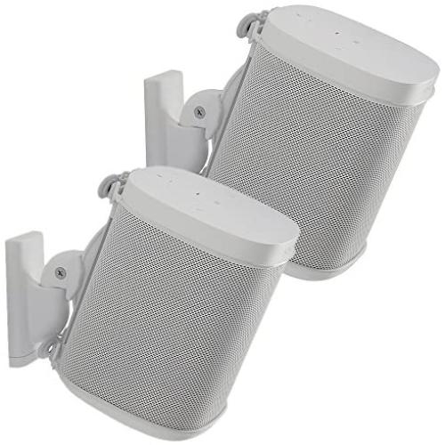 Sanus Adjustable Speaker Wall Mounts Designed for SONOS ONE, Play:1 & Play:3 - Pair (White)