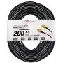 (2-pack) - 200 ft Extension Cord 10/3 SJTW with Lighted end - Black - Indoor/Outdoor Heavy Duty Extra Durability 10 AMP 125 Volts 1875 Watts by LifeSupplyUSA