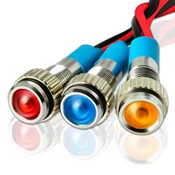 Gasher 12V/24V/110V 20mA Energy Saving Indicator Light Mounting Hole Size 6mm Green Yellow Red Blue White 5 Pcs