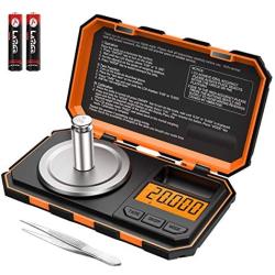 ORIA Digital Mini Scale, Electronic Smart Scale, 20g Pocket Scale, 20g Calibration Weight and Tweezers, 6 Units, LCD Backlit Display, Auto Off, Tare, Stainless Steel (Battery Included)