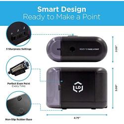 LD Products Electric Pencil Sharpener, WALL POWER SUPPLY INCLUDED - Professional, Home and Office - Small, Durable, Heavy Duty, Kid Friendly, 3 Sharpening Settings
