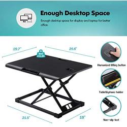 FENGE Standing Desk Conventer with Storage Area Height Adjustable Stand Up Desk for Laptop SD108003MB