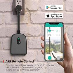 Outdoor Smart Plug, TECKIN Outdoor Wi-Fi Outlet with 2 Sockets, Compatible with SmartThings, Alexa, Google Home, Wireless Remote Control/Timer by Smartphone, IP44 Waterproof, FCC/RoHS Certified
