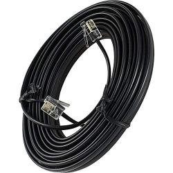 25 Feet Black Phone Telephone Extension Cord Cable Wire with Standard RJ-11 Plugs by True Decor