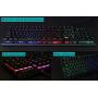 NPET K10 Gaming Keyboard USB Wired Floating Keyboard, Quiet Ergonomic Water-Resistant Mechanical Feeling Keyboard, Ultra-Slim Rainbow LED Backlit Keyboard for Desktop, Computer, PC