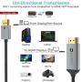 4K DisplayPort to HDMI Cable, WARRKY 6.2ft [ Gold-Plated Plugs, Aluminum Shell ] Uni-Directional 4K UHD High Speed DisplayPort(DP) to HDMI Cable Compatible for Lenovo, HP, DELL, GPU, AMD, NVIDIA, More