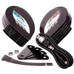 FARBIN Compact Horn 12V Car Horns Loud Dual-Tone Waterproof Auto Horn Electric Snail Horn Kit with Relay Harness,Universal for Any 12V Vehicles (Thin snail horn with harness, 12v)