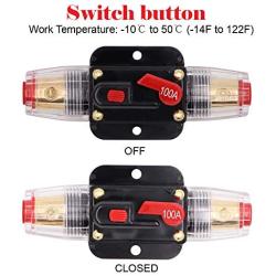 2 Pack Inline 100A Circuit Breaker with Manual Reset Fuse Holder 100 amp for Car Audio Marine Boat Stereo Switch Inverter Replace Fuses