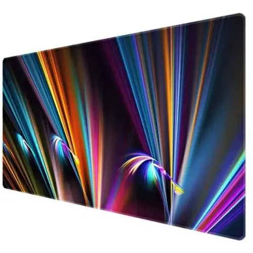 Benvo Extended Mouse Pad Large Gaming Mouse Pad- 35.4x15.7x0.12 inch Computer Keyboard Mouse Mat Non-Slip Mousepad Rubber Base and Stitched Edges for Game Players, Office, Study, Rainbow Line Design