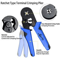 Ferrule Crimping Tool Kit, Sopoby AWG 28-7 Self-adjustable Ratchet Ferrule Crimper Plier Set with 1200PCS Wire Ferrules Crimp Connectors Wire Terminals
