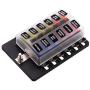 BlueFire 12 Way 30A 32V Blade Fuse Box Board with 24PCS Fuse + LED Warning Light for Car/Marine Boats/Automotive/Trike
