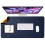 Soyan Dual-Sided PU Leather Desk Pad/Mouse Pad for Office & Home, Waterproof Desk Blotter Pad with Comfortable Writing Surface, 23.6”x13.8” (Blue/Yellow)