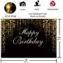 Funnytree 7x5ft Happy Birthday Party Backdrop Black and Gold Glitter Bokeh Sequin Spots Photography Background Golden Sparkle Shining Dots Baby Adult Abstract Banner Cake Table Decoration Photo Booth
