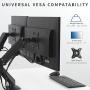 VIVO Black Articulating Dual Pneumatic Spring Arm Clamp-on Desk Mount Stand, Fits 2 Monitor Screens 17 to 27 inches with Max VESA 100x100, STAND-V102O