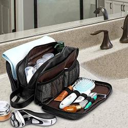 Leather Toiletry Bag for Men,Large Capacity Waterproof Travel Dopp Kit with Sturdy Handle,Travel Organizer for Toiletries -Travel Bag for Dad/ Men/ Husband -Perfect Gifts for Valentines Day