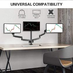 MOUNTUP Triple Monitor Stand Mount - 3 Monitor Desk Mount for Computer Screens Up to 27 inch, Triple Monitor Arm with Gas Spring, Heavy Duty Monitor Stand, Each Arm Holds Up to 17.6 lbs, MU0006