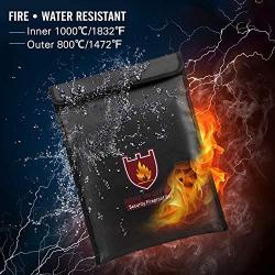 Fireproof Money & Document Bag, MoKo 15'' x 11'' Fire & Water Resistant Cash & Envelope Holder, Protect Your Valuables, Documents, Money, Jewelry, Zipper Closure for Maximum Protection, Black