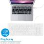 Macally Full Size USB Wired Keyboard (MKEYE) for Mac and PC (White) w/ Shortcut Hot Keys