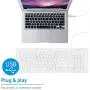 Macally Full Size USB Wired Keyboard (MKEYE) for Mac and PC (White) w/ Shortcut Hot Keys