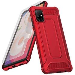 ORETECH Designed for Galaxy A51 Case,Cover for Samsung A51 with[2 x Tempered Glass Screen Protector] 360° Full Body Hard PC Soft TPU Silicone Edge Heavy Duty Protective Case for Galaxy A51 4G 6.5''Red