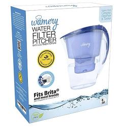 WAMERY Slim Water Filter Pitcher 6 Cup, 1.5 Liters, Enhanced 2020 Model, Free Filter Included, Removes Lead, Chlorine, Copper, Fluoride and More, Ionizer Jug, Softener and Purifier Filtration System