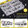 Mardatt 180Pcs SAE 304 Stainless Steel Rivnut Rivet Nut Assortment Kit Flat Head Threaded UNC Rivetnut Kit Insert Nutsert (#8-32#10-24 1/4''-20 5/16''-18 3/8''-16)