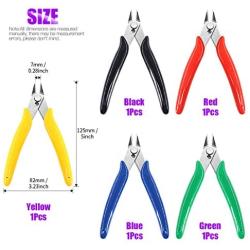Swpeet 5Pack Precision Electronic Wire Flush Cutters Kit, 5 Inch Micro Shear Wire Cutters Wire Cutting Pliers Side Cutters Pliers Electronic Cutting Pliers Side Cutting Pliers for Cutting Needs