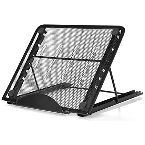 Metal Mesh Laptop Tablet Stand, Foldable Portable Ventilated Desktop Laptop Holder, Desktop Document Book Holder, Black (Black3)