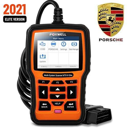 FOXWELL NT510 Elite Full-System Diagnostic Tool for Porsche, OBD2 Scanner Code Reader HVAC 4WD Bi-Directional Scan Tool with Oil Reset EPB SAS TPS TPMS and Battery Registration etc
