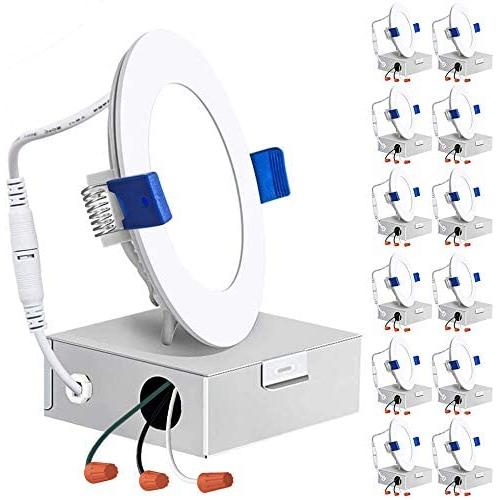 Freelicht 12 Pack 4 Inch Slim LED Recessed Lighting, Ultra-Thin LED Downlight with Junction Box, 5000K Daylight, 9.5W=80W, 650LM, Dimmable Wafer Can-Killer Downlight - Energy Star & ETL Certified