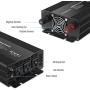 MoKo Power Inverter 1000 Watt Continuous/2000 Watt Peak, DC 12V to 110V AC Car Power Inverter with 3 AC Outlets,LED Indicator,Built-in Cooling Fan,4 Fuses(30A) - Black