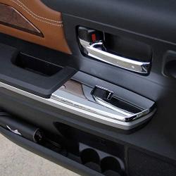 Justautotrim 2PCS Chrome Interior Rear Door Window Switch Panel Cover Trim for Toyota Tundra Crew Cab 2014 2015 2016 2017 2018 2019