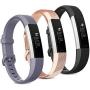 Pack 3 Replacement Band Compatible for Fitbit Alta Bands/Fitbit Alta HR Bands, Adjustable Replacement Soft Silicone Sport Bands for Woman and Men (Large, Black+Grey+Rose Gold)
