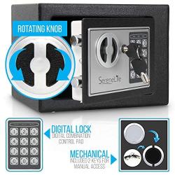 Digital Electronic Mechanical Lock Safe - Fireproof Dual Locking Security Storage Deposit Drop Box with Wall and Floor Mount Bolt, 2 Key, 4 AA Battery - File Gun Cash Jewelry - SereneLife SLSFE11