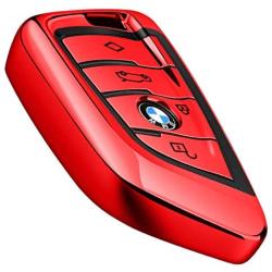 Intermerge for BMW Key Fob Cover,Blade Shape Soft TPU Key Case Shell Pouch for BMW New BMW X1 X3 X5 X6,BMW Series 1 2 5 7 Keyless Entry BMW Key Cover-Red