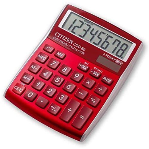 CITIZEN CDC80 Designline 108 x 135 x 24 mm Desktop Calculator - Red
