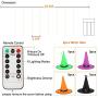 Halloween Witch Hat Lights Decoration, 8 Pieces Hanging Glowing Witch Hat String Lights Decor with Remote, 8 Lighting Modes Battery Powered Halloween Witch Hat Decor for Outdoor Yard Tree