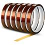 WIRESTER 6 Rolls 10mm X 30m (100ft) High Temperature Heat Resistant Tape Electronic Polyimide Tape for Masking, Soldering, Electrical, Heat Transfer Vinyl, 3D Printers WIRESTER 6 Rolls 10mm X 30m (100ft) High Temperature Heat Resistant Tape Electronic Polyimide Tape for Masking, Soldering, Electrical, Heat Transfer Vinyl, 3D Printers