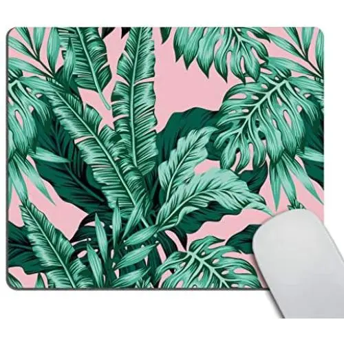 Smooffly Tropical Green Leaves Mousepad Non-Slip Rubber Gaming Mouse Pad Rectangle Mouse Pads for Computers Laptop